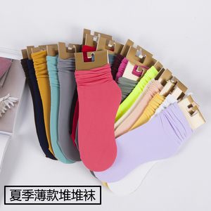 登元韩系天鹅绒夏季袜复古堆堆袜女棉袜薄日系原宿中筒袜棉女袜子