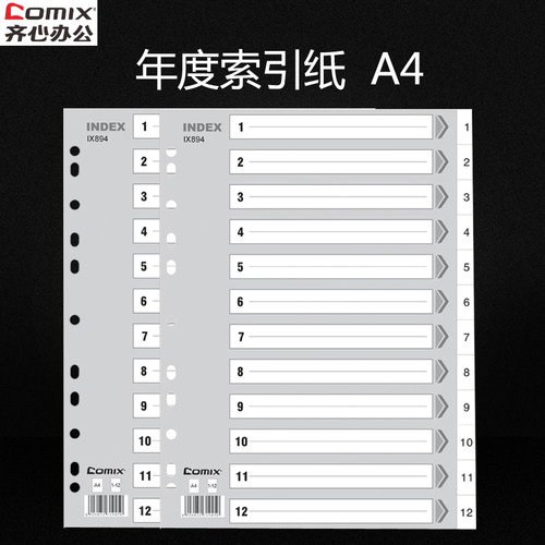 齐心ix894年度1-12目录分类纸