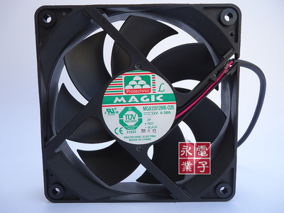 12CM风扇 双滚珠 12025 MAGIC 12V 0.38A 原装 MGA12012MS-O25