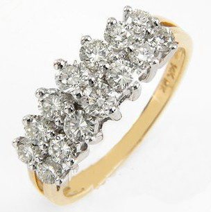 钻钻家 84分 18k金 天然南非钻石 婚戒 豪华双排钻戒 女戒 正品