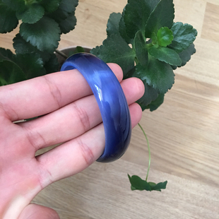 正品宝石蓝猫眼石手镯加宽加厚 水晶手链玉手镯女款甜美时尚礼品