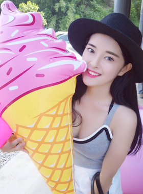 酒吧餐厅装饰 ins同款冰淇淋充气玩具游泳圈 夏天戏水凹照型道具