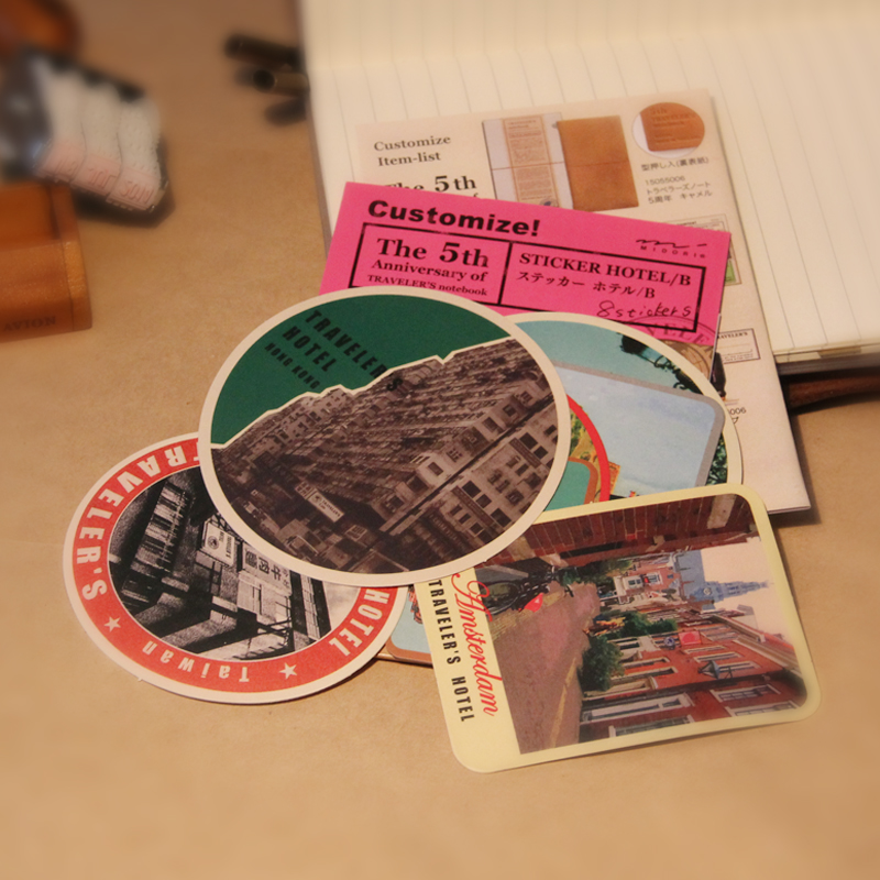 复古旅行纸质贴 手工牛皮本 笔记本装饰贴纸 旅馆图案贴纸B款 T41