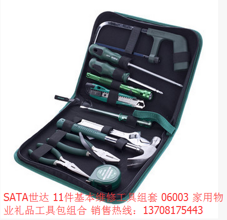 SATA世达手动五金工具箱 11件汽保维修组套功能多工具箱06003