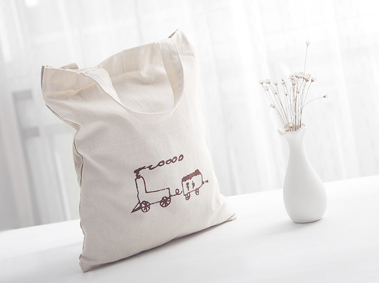 原生态环保棉麻帆布素雅米色手提购物包 单肩包