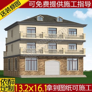 带一层超市三层别墅图纸农村自建房设计图建筑结构设计施工方案