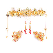 Good pretty golden bridal Coronet Chinese costume jewelry tiara Phoenix gown show Wo clothing accessories clip jewelry