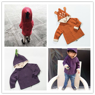外贸童装高端定制男女宝宝连帽拉链开衫毛衣儿童针织双层加厚套头
