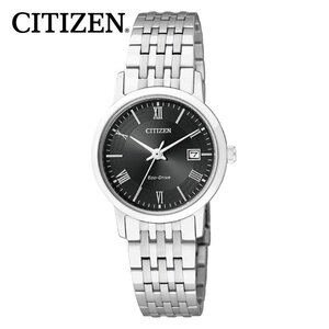 西铁城(CITIZEN)女表 光动能时尚不锈钢表带情侣手表 EW1580-50E