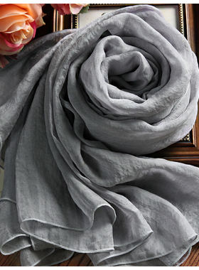 高级感桑蚕丝巾女时尚真丝围巾百搭披肩2025春秋冬季灰色保暖围脖