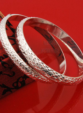 日韩风闪亮闭口卡扣纯银手镯包邮