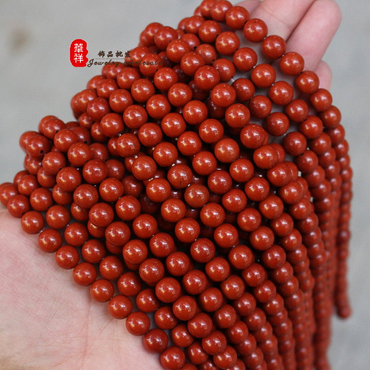 天然红石圆珠饰品配件