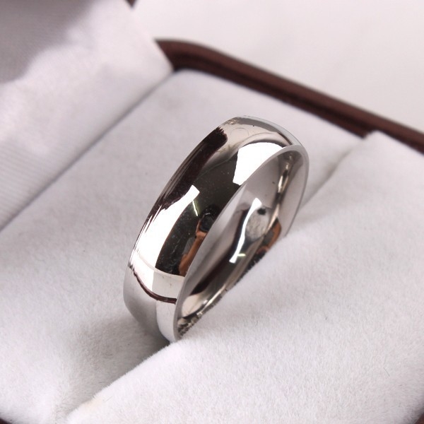 包邮6mm银色光板钛钢钛钢戒指