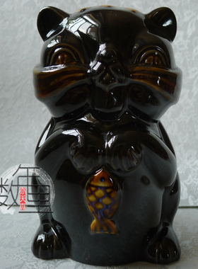 小猫钓鱼动物摆件