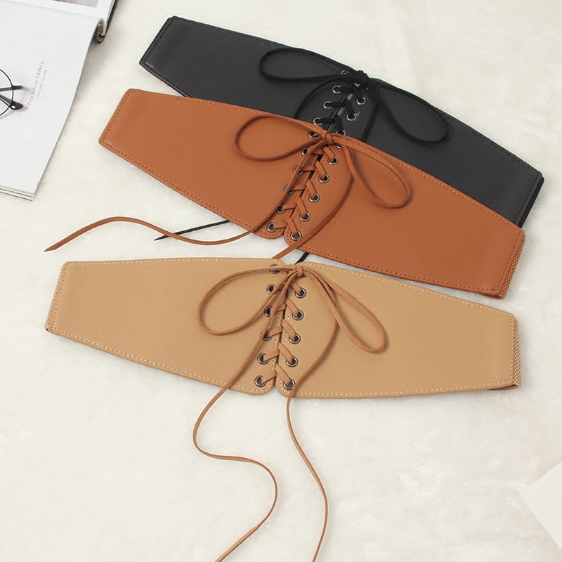 韩版系带百搭风松紧弹力纽扣腰封