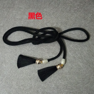 纯手工水貂毛腰带丝绒流苏女腰绳装 饰卫衣帽子毛衣百搭羽绒服绑带
