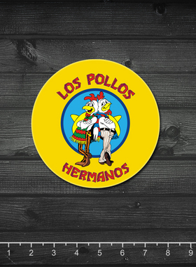 发10张 美剧 绝命毒师 Los Pollos 炸鸡店 笔记本贴纸 拉杆箱贴纸
