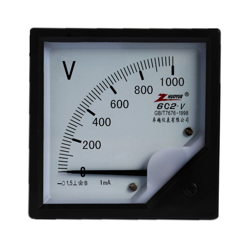 直流电压表 6C2-V 0－1000V 输入1mA 开孔76*76mm 厂家直销