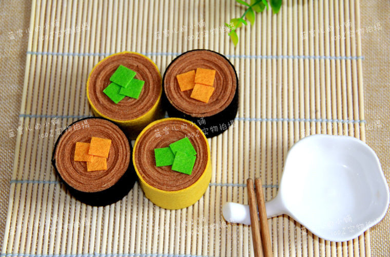 不织布手工点心春卷寿司成品中式点心 过家家玩具教具 幼儿园环创