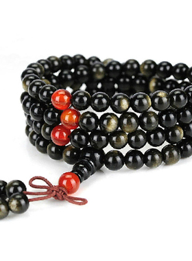 天然红玛瑙金曜石手串佛珠念珠