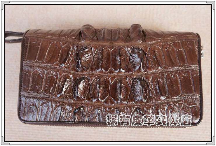 正品鳄鱼皮手包 男士鳄鱼皮包 双拉链手包 双拉链包精品热卖
