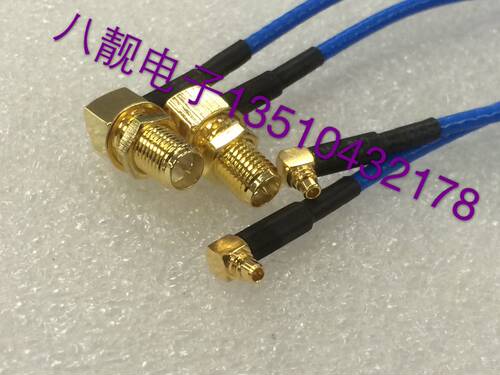 射频转接线SMA-KW/MMCX-JW SMA母头反接90°转MMCX弯公头连接线
