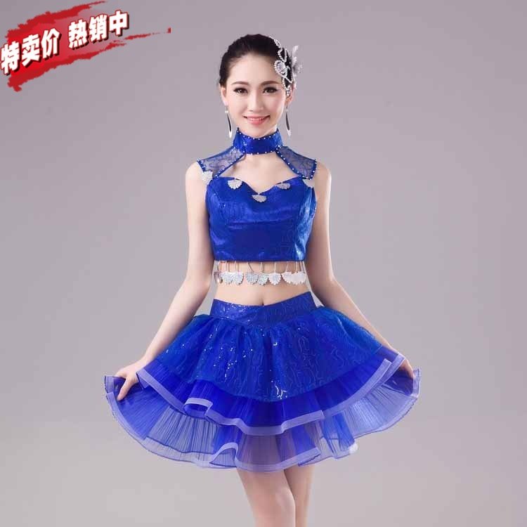 现代舞蹈演出服广场舞服装比赛夏季排舞伴舞团体舞台服成人女短裙