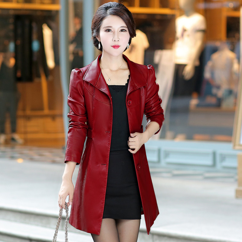 皮衣女中长款PU皮棉衣女妈妈装中长款修身大码中年女装皮风衣外套|ruв категории Женская одежда, меха - от Buy2taobao.com для оказания профессиональной услуги покупки агента Taobao