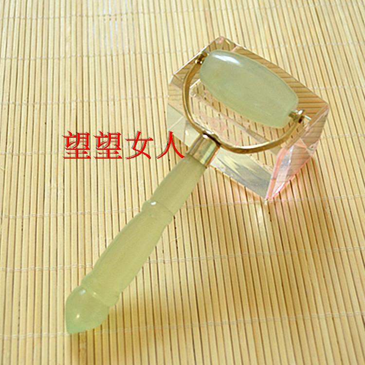 岫玉美容器玉石单头面部眼部按摩器家用滚轮玉推按摩棒多款