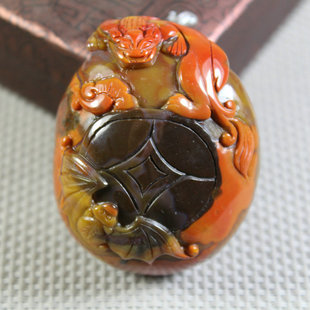 正宗宣化料天然上谷战国红吊坠项坠挂件貔貅挂坠 实物图 完好无瑕