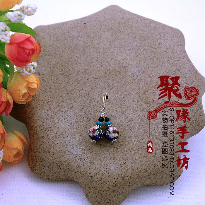 包郵耳環女複古時尚925銀耳鈎配景泰藍中國風DIY耳環飾品禮品在類目 飾品/流行首飾/時尚飾品新, 耳飾, 耳釘中 - 來自Buy2taobao.com提供專業的淘寶代購服務
