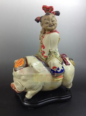 陶瓷工艺品石湾公仔家居装饰品礼品摆件封伟民限量猪锦锈前程