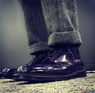 包邮 潮男80%羊毛 wooster欧美复古休闲人字纹羊毛呢直筒西裤 Nick