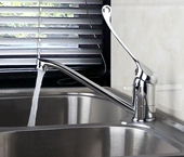 铜单孔面盆冷热360度旋转肘开水龙头 加长把手水槽龙 肘开龙头