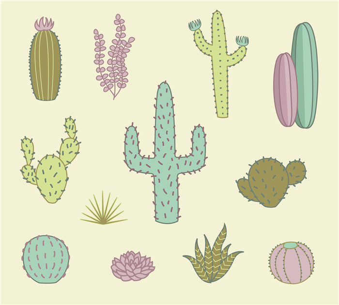 A0237矢量卡通可爱仙人掌图案 AI设计素材