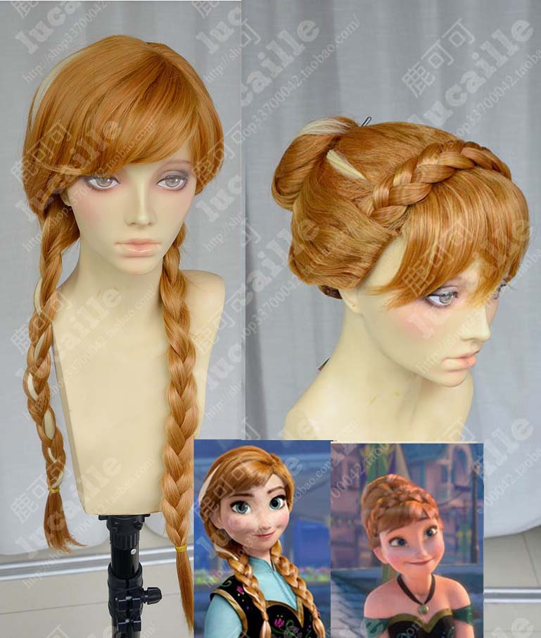 圣诞节新年冰雪奇缘2安娜Anna辫子盘发万用假发cos女长发cosplay