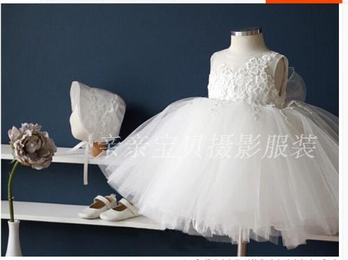 出租百天半岁周岁摄影服装 精品婴儿童仙气洗礼服公主蓬蓬婚纱裙