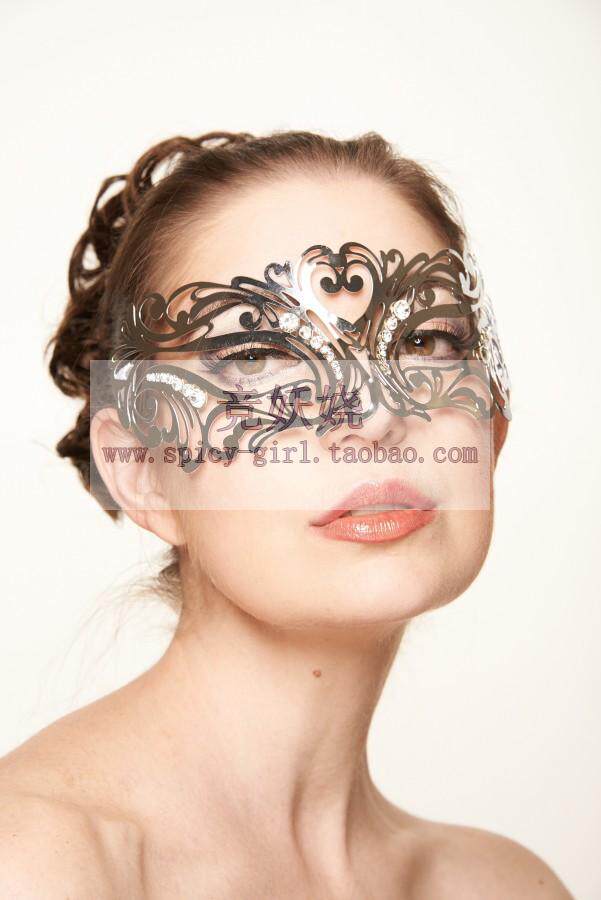 【现货】美国kayso 夏季时尚银色镶钻镂空面具/花纹化妆舞会道具
