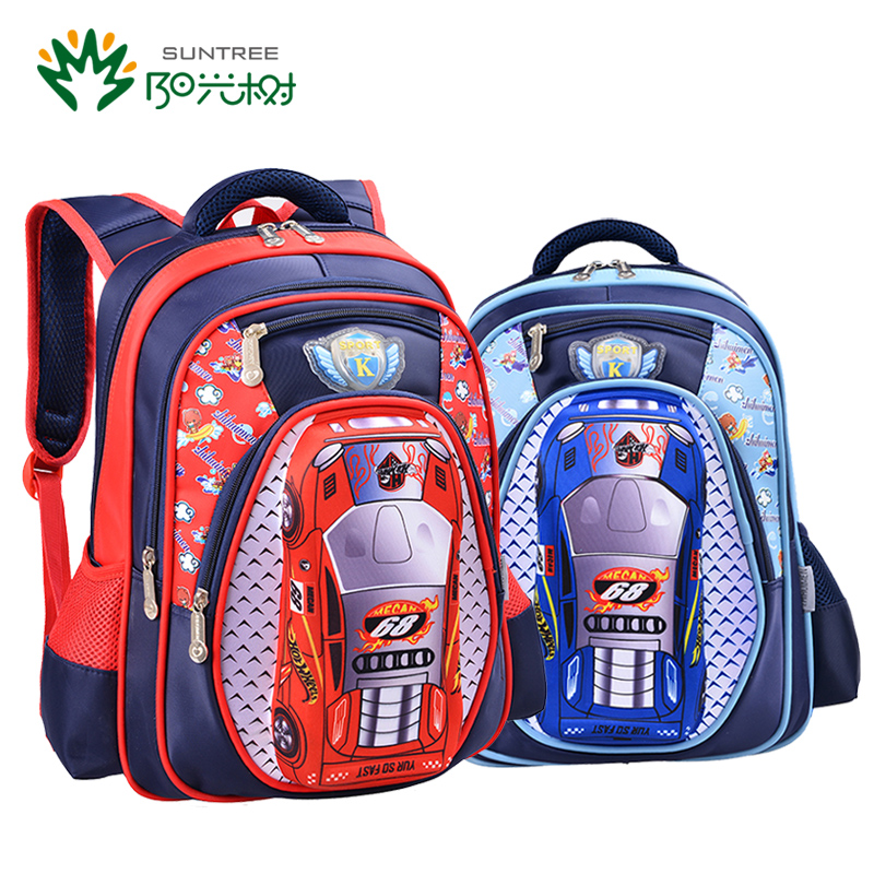 正品小学生书包3D汽车造型1-3年级儿童双肩减负护脊背包书包