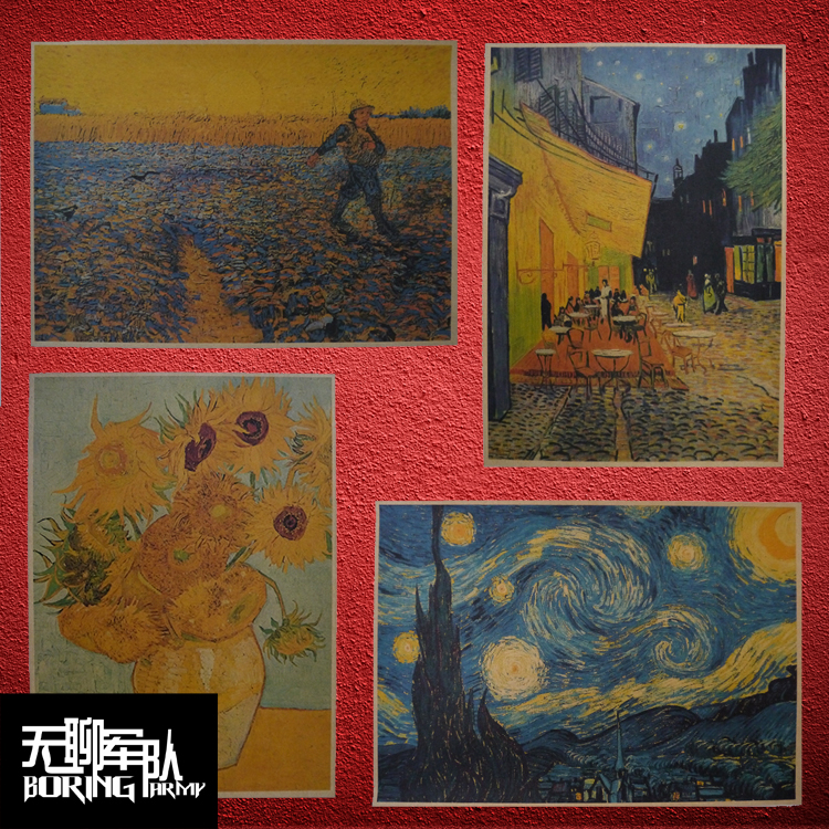 Vincent van Gogh梵高油画名画牛皮纸海报装饰画咖啡馆照片相框墙图片