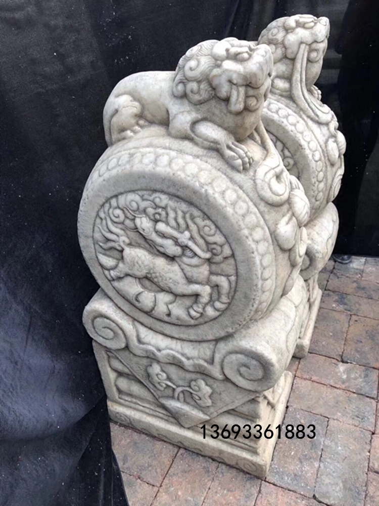 镇宅大门口抱鼓石门墩吉祥大象 骏马别墅园林装饰品摆件