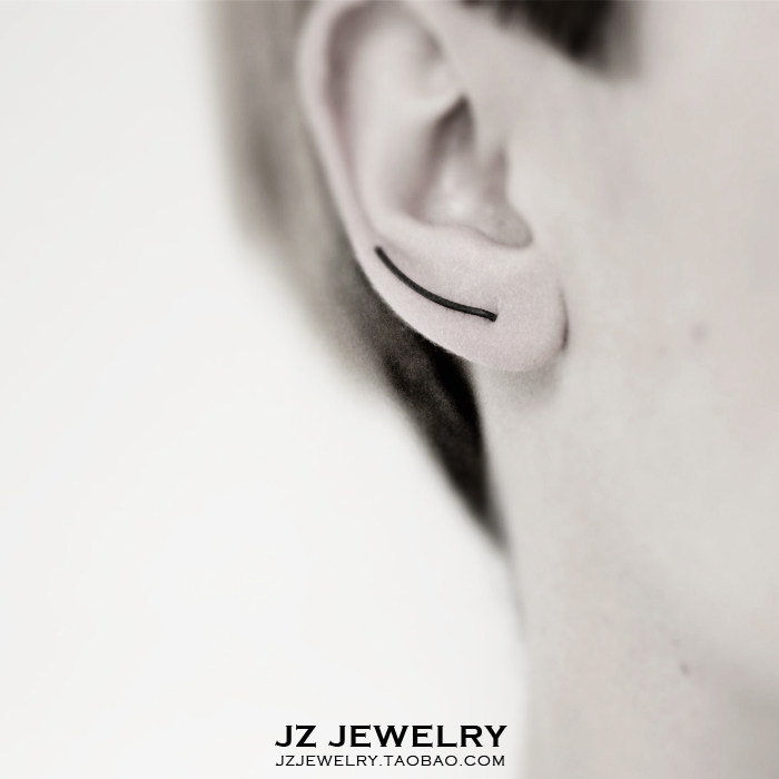 JZ Earring欧美简约ins风耳夹 韩国气质一字直线U型长线条耳钉女