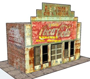 1比32 24 车模场景杂货店百货商店街道建筑汽车场景城市场景模型