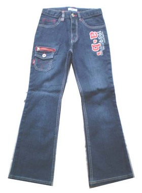 日单ANGEL BLUE蓝色贴字母长裤140-A