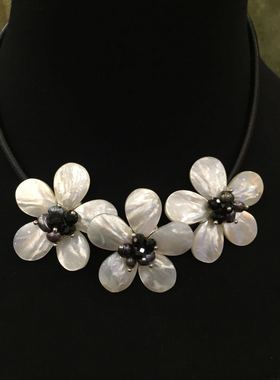 天然珍珠母贝韩版花蕊项链