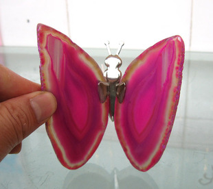 天然水晶花片292玛瑙切片蝴蝶摆件原石9.5厘米灯饰玉髓蝴蝶电视墙