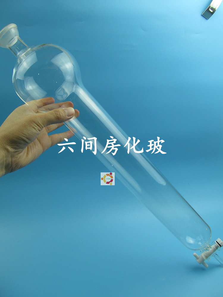 实验具储液球碗口四氟节门层析柱24标口活塞 砂芯60×350/500ml