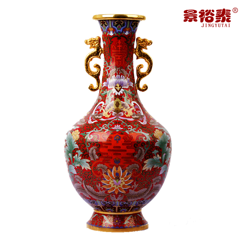景泰蓝花瓶福寿瓶铜胎珐琅家居结婚礼物新房装饰外事商务礼品摆件