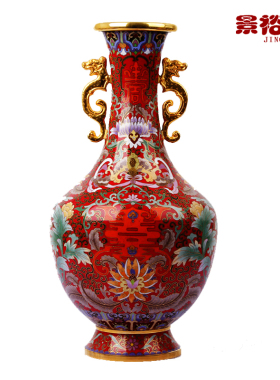 景泰蓝花瓶福寿送老人工艺品