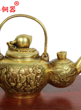 宇卓铜器纯铜壶黄铜壶八仙子子母壶工艺品摆件